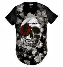 Camiseta Longa Skull Flowers Cemitério de Caveiras com Flore