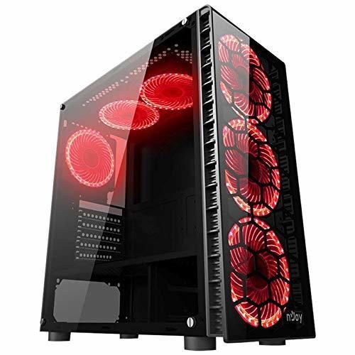 Njoy Vanguard Red Caja de PC con Cristal y LED