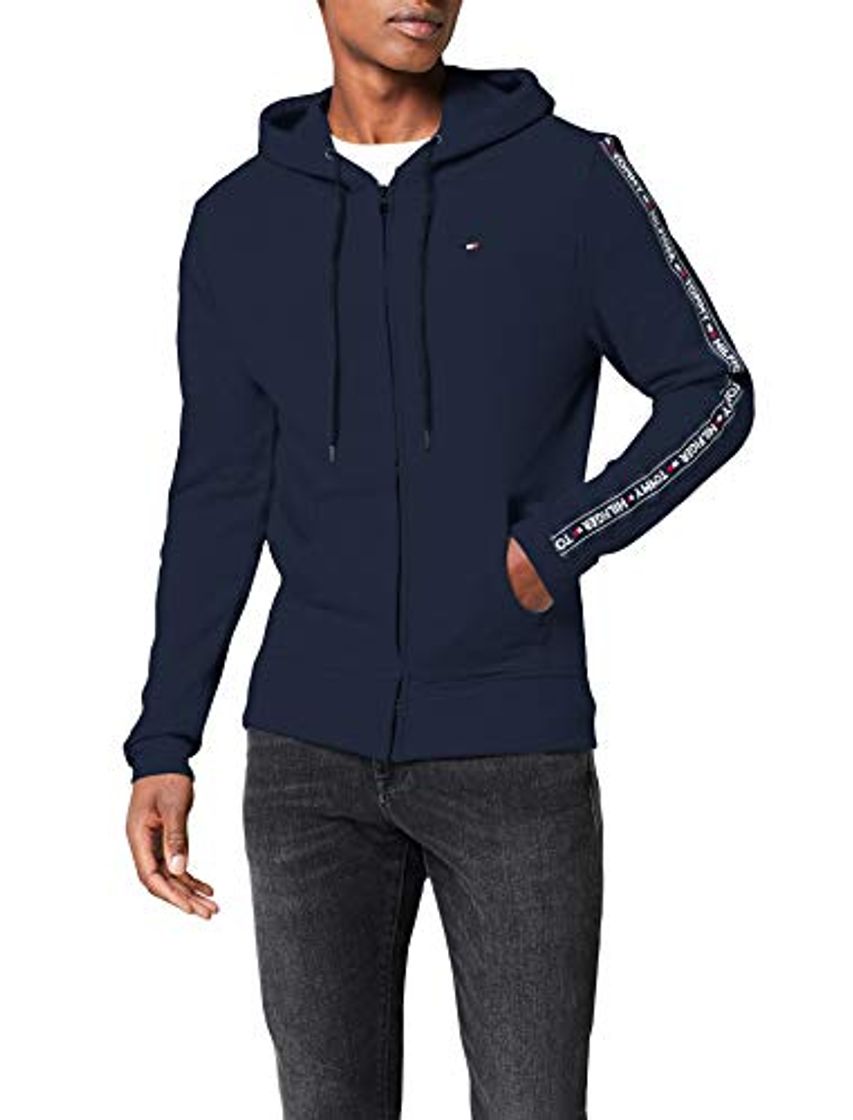 Product Tommy Hilfiger Logo Tape Hoody Sudadera con Capucha y Cinta Distintiva, Azul