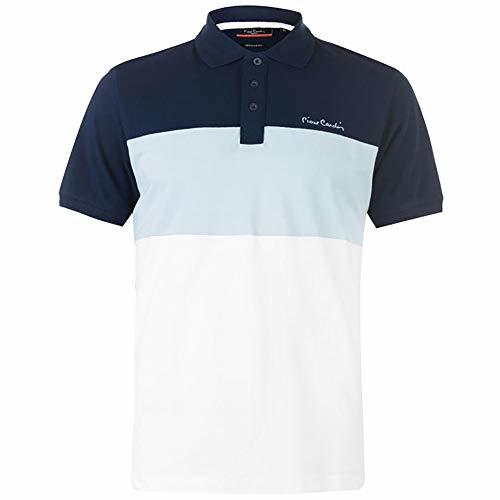 Fashion Pierre Cardin Hombre 100% Algodón Polo de Rayas Pique con Bordado de