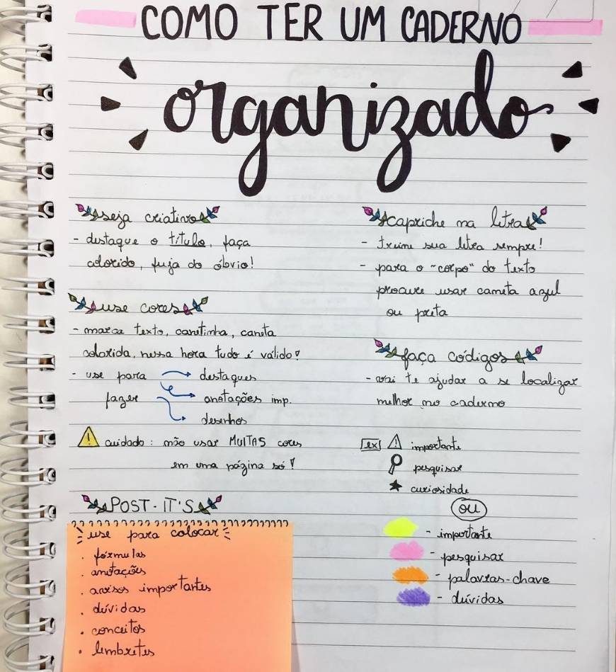 Moda Caderno organizado 