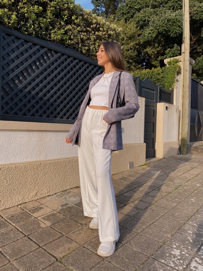 all white and blazer