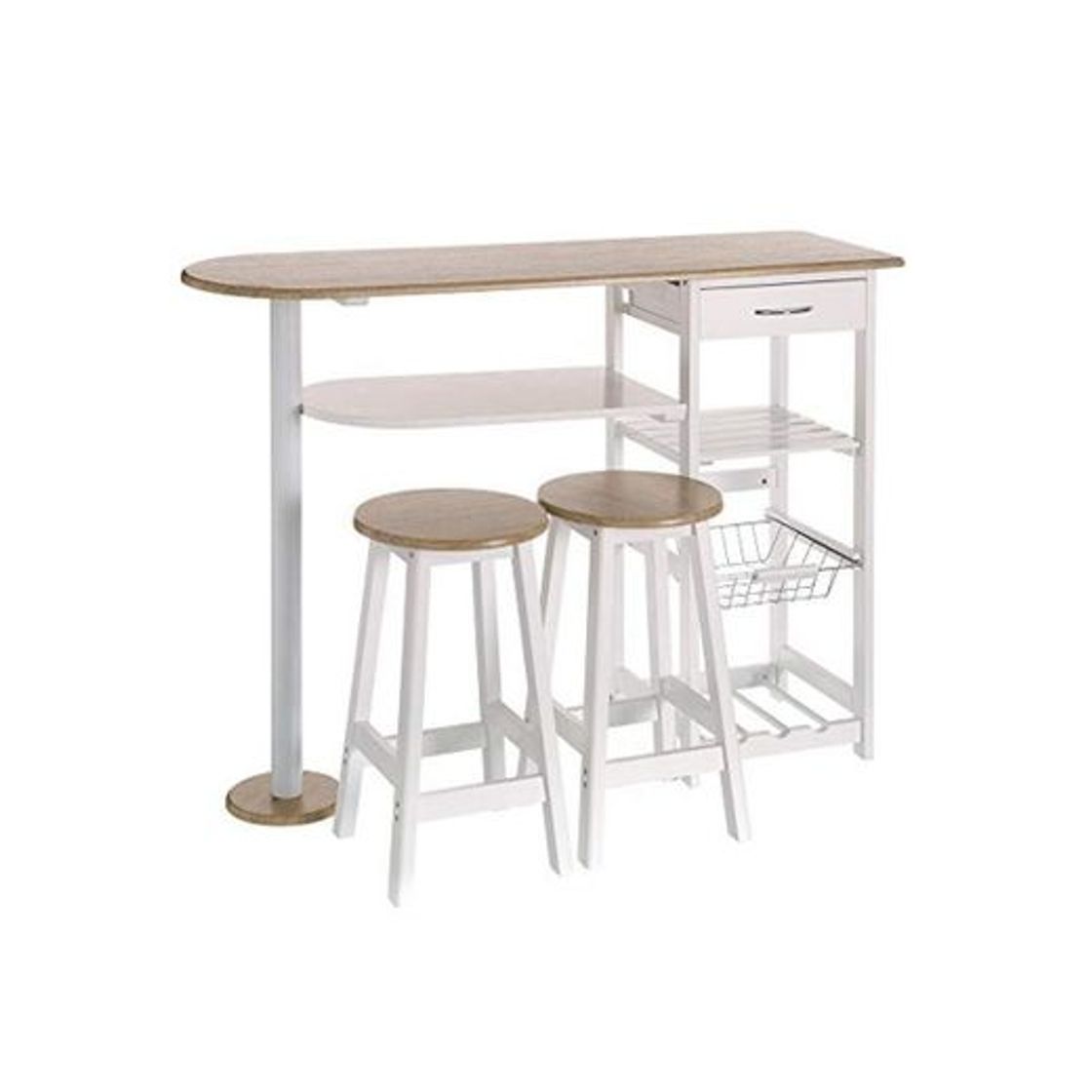 Product Mesa para cocina de bar moderna de madera blanca Basic