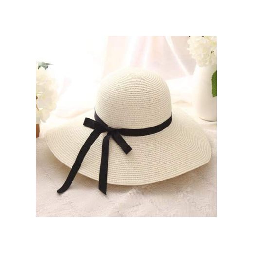 Mujeres de verano gran sombrero de paja de ala ancha sombrero for