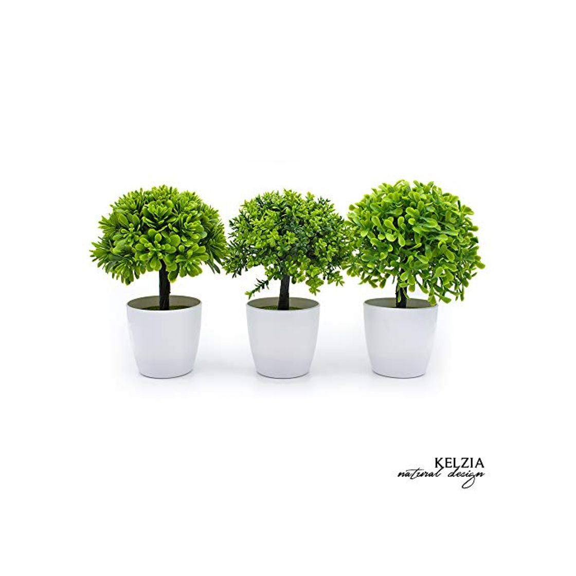 Product KELZIA Arboles Artificiales-3 Macetas con Decoraciones de Plantas Falsas-Escritorio de Oficina, Mesa,Ventanas,Repisas,Chimenea,Estanteria