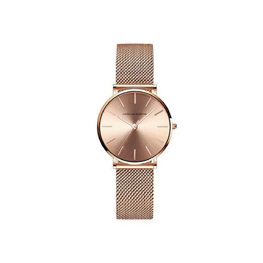 L'ananas-Watches Acero inoxidable de malla de oro rosa pulsera ajustable para Mujeres