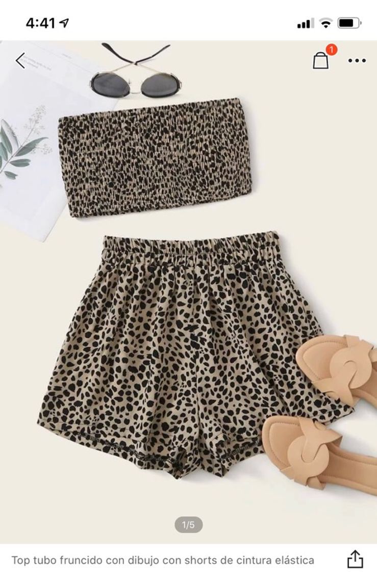 Moda Conjunto top + shorts estampado animal 