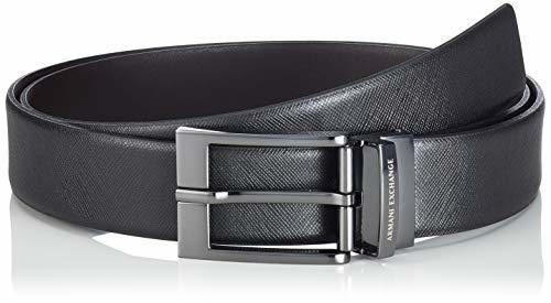 Armani Exchange Leather Belt With Plaque Cinturón, Negro