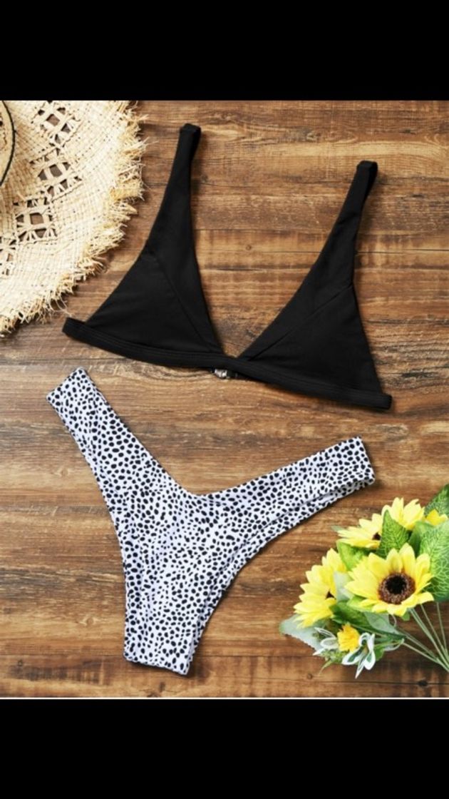 Social Conjunto de biquíni com calcinha de cintura alta estampada
