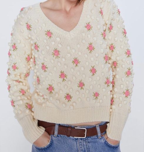 Sweater borlas flores 
