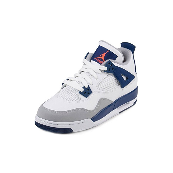 Moda Nike Air Jordan 4 Retro GG, Zapatillas de Running para Niñas, Blanco/Naranja/Azul