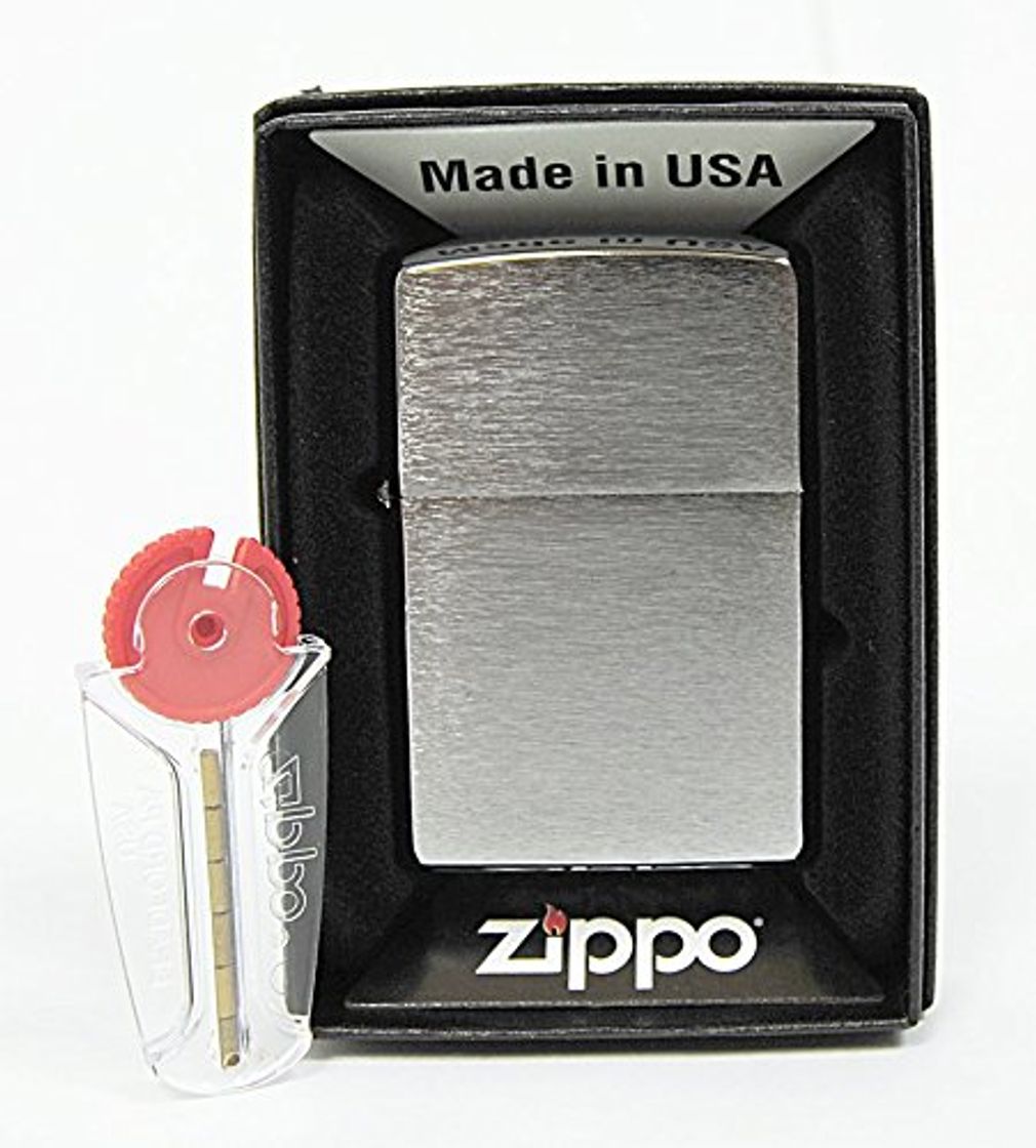 Fitness Zippo Mechero Cromado con Efecto Cepillado