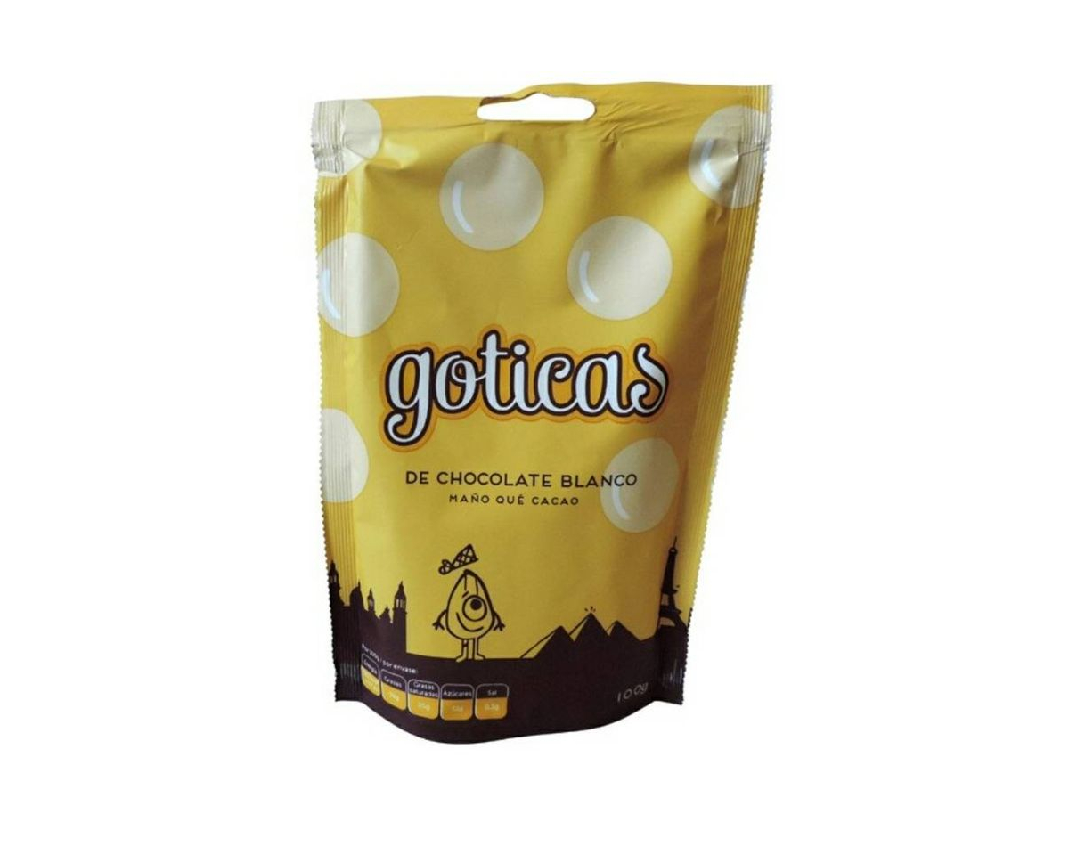 Products goticas de chocolate blanco envase 100 g · MAÑOCAO