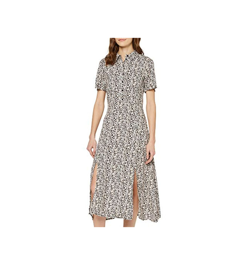 Social Marca Amazon - find. Vestido Midi Camisero de Flores Mujer, Multicolor