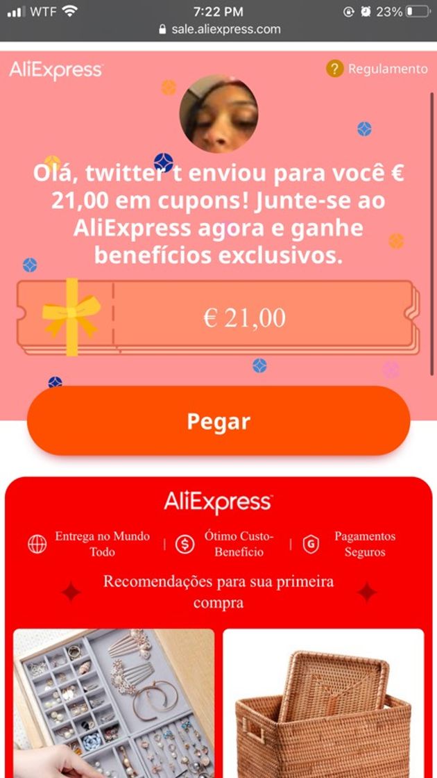 Fashion 21$ em cupões no aliexpress 