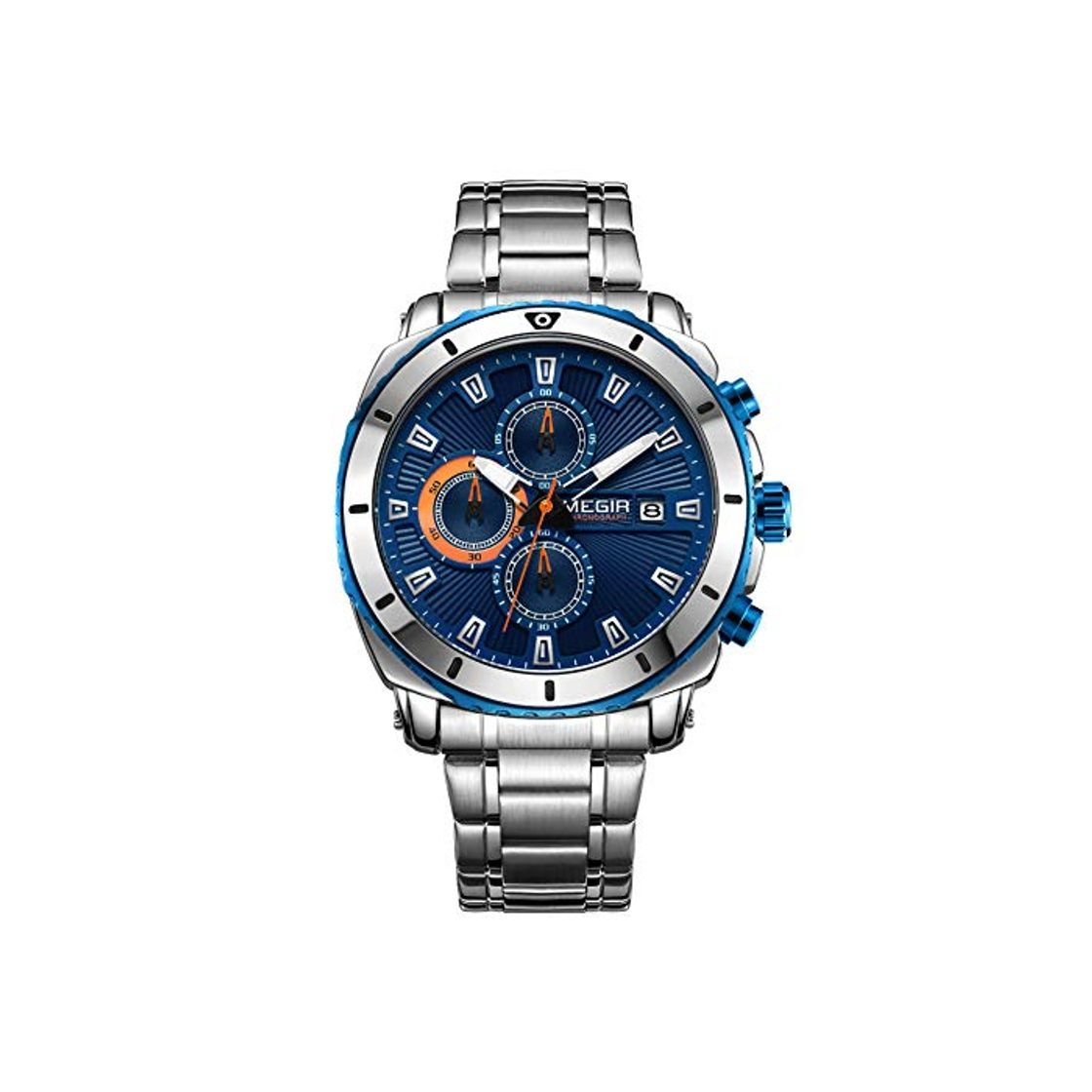 Moda Relojes para Hombre Moda Acero Inoxidable Deportivo Analógico Reloj Cronógrafo Impermeable Negocios