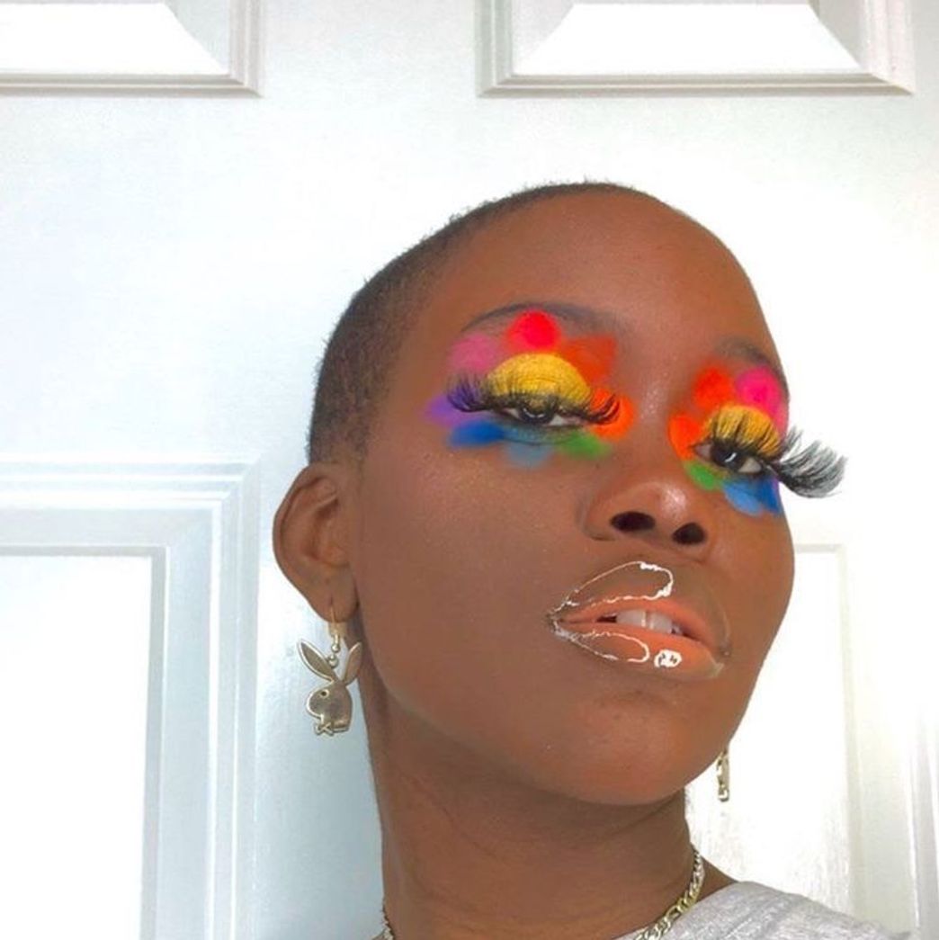 Social maquiagem olhos de flor