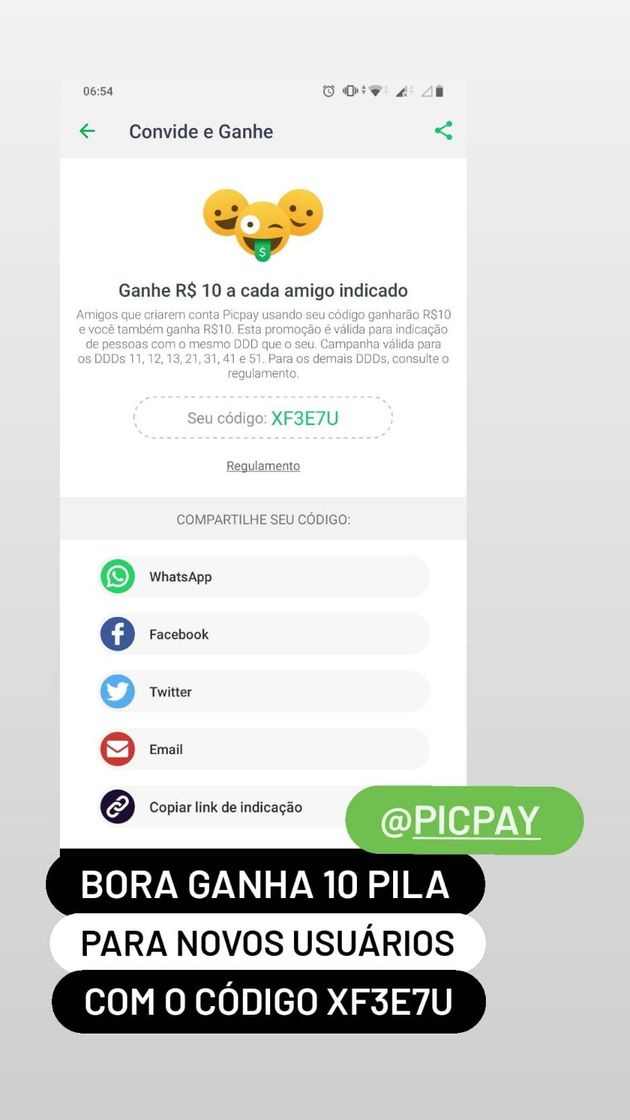 Apps 10 REAIS PARA NOVOS USUÁRIOS PICPAY