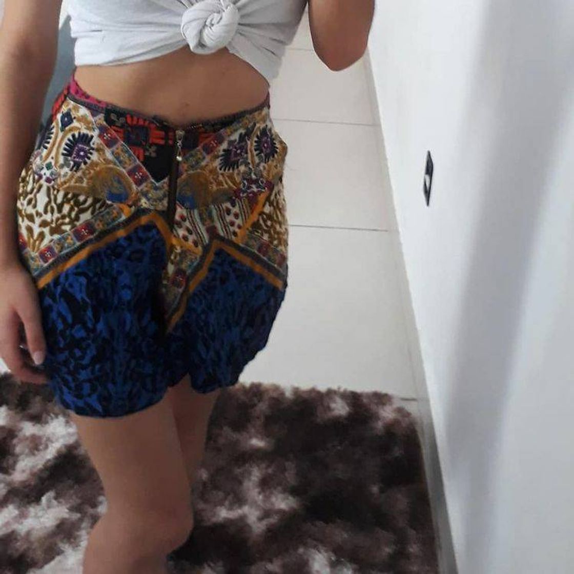 Moda Short de tecido estampado 