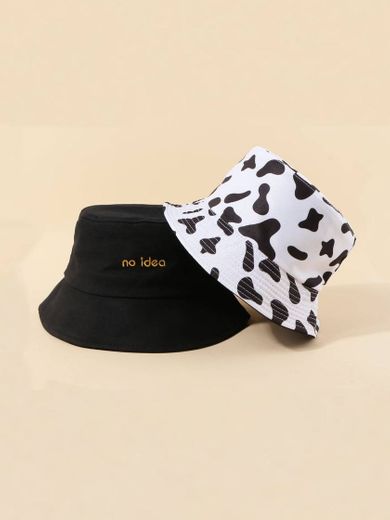 2 peças de chapéu balde com padrão de vaca 