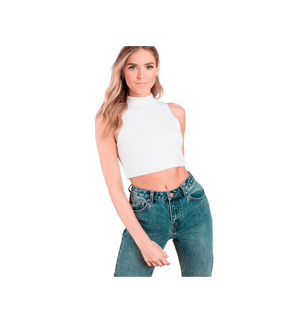 Fashion Cropped branco gola alta 