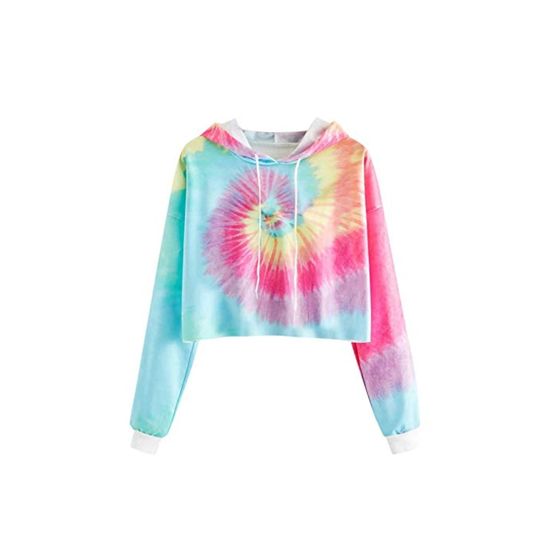 Fashion vestidos StreetStyle Sudadera de las Mujeres de Manga Larga Tie Dye Crop Sudadera con Capucha Garabatos Patchwork Pullover Sudadera Moletom Feminina Moda