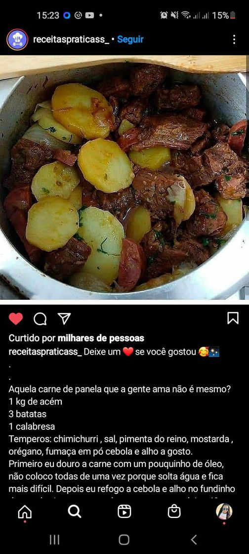 Moda Carne de panela😋😋