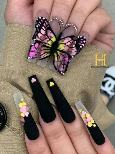 Decorated Butterfly Nails 