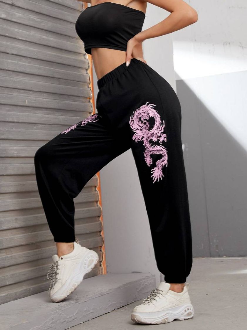 Calça de moletom estampa de dragão, super confortável.