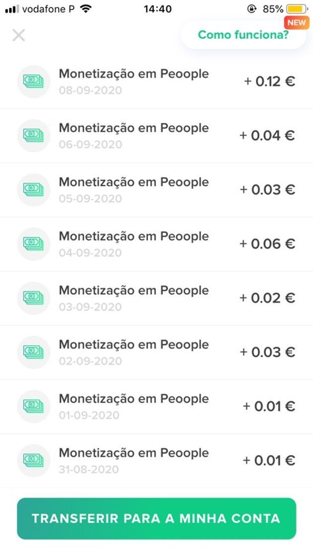 Moda Entradas de dinheiro no Peoople!!!