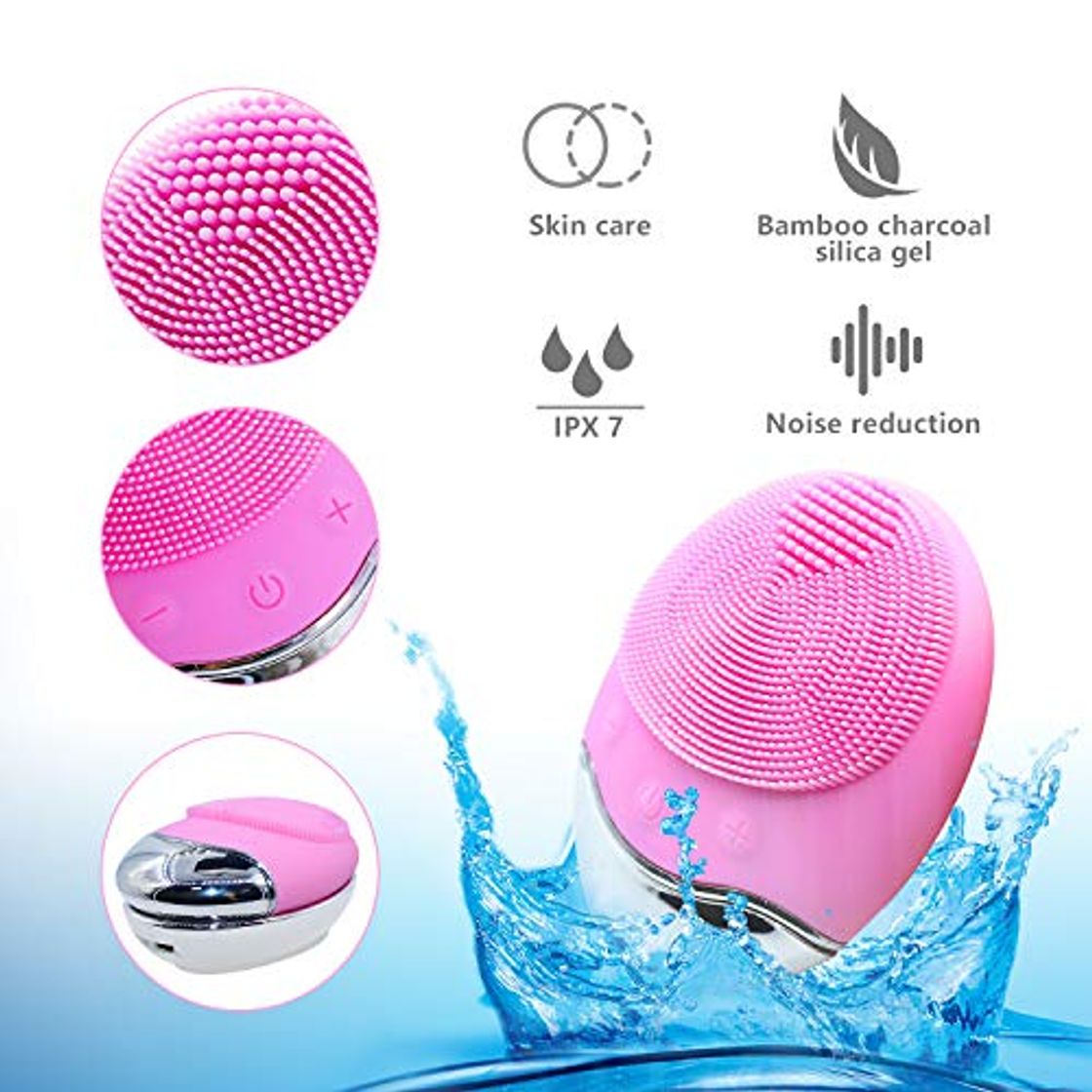 Social Limpiador Facial Electrico Silicona, Colourstone 3 en 1 Resistente al Agua Eléctrica