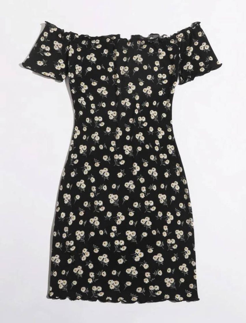 Social Guarnição De Alface Florzinhas Boho Vestido