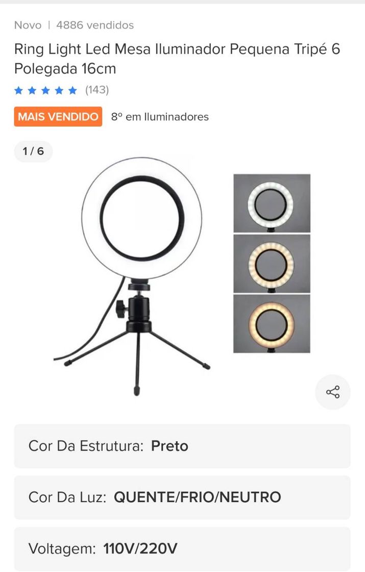 Fashion ring light pequena