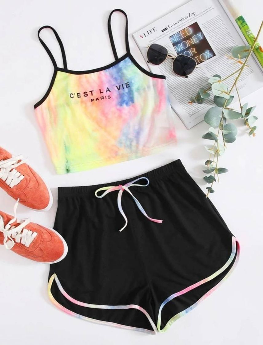 Moda Top tie dye com shorts