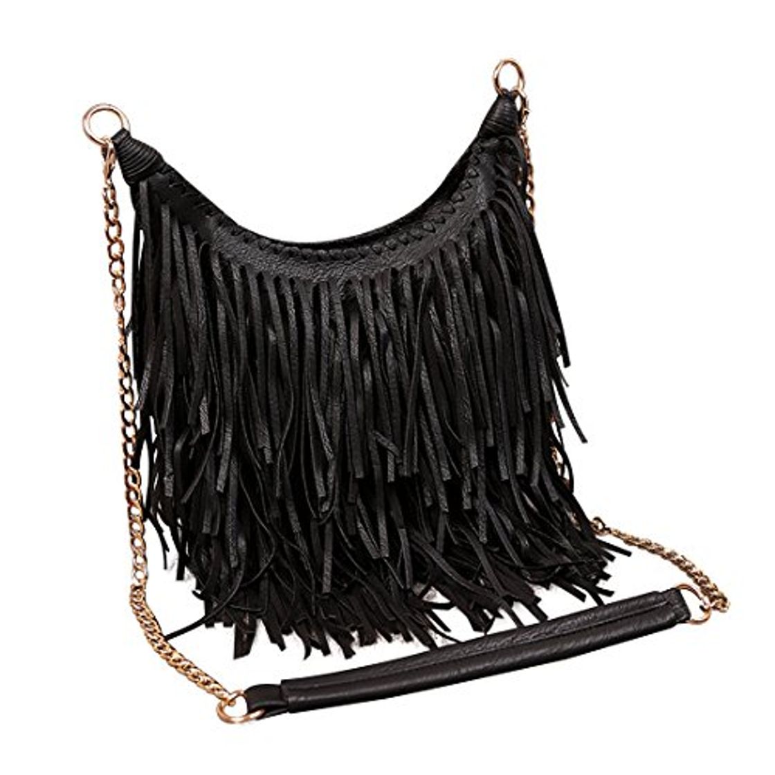 Fashion LUI SUI Mujer Faux Suede Fringe Tassels Cross