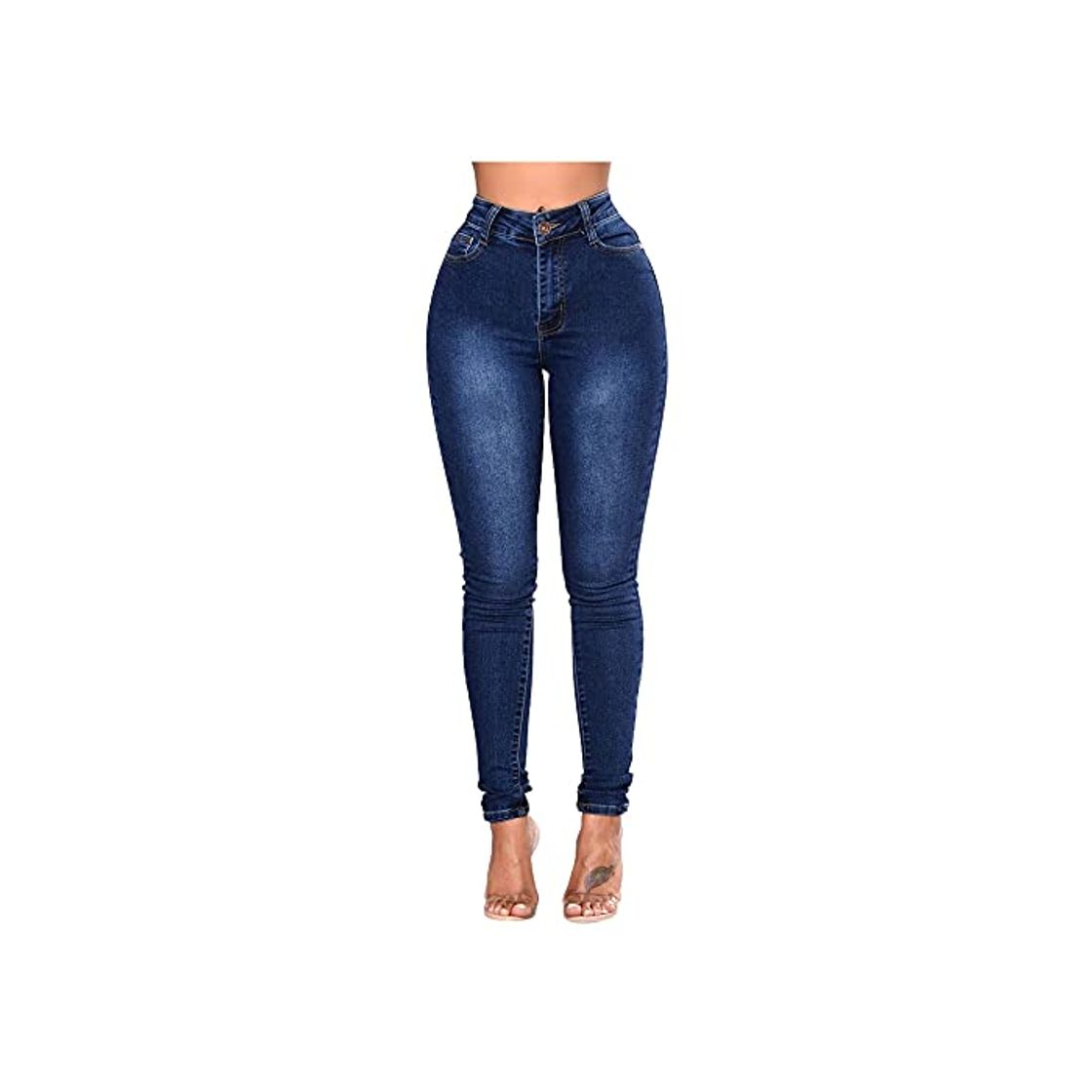 Moda N\P Las mujeres de cintura alta flaco Denim Jeans señoras Primavera Otoño Estiramiento Slim Pant Calca Jeans Feminina Plus Size #Y4