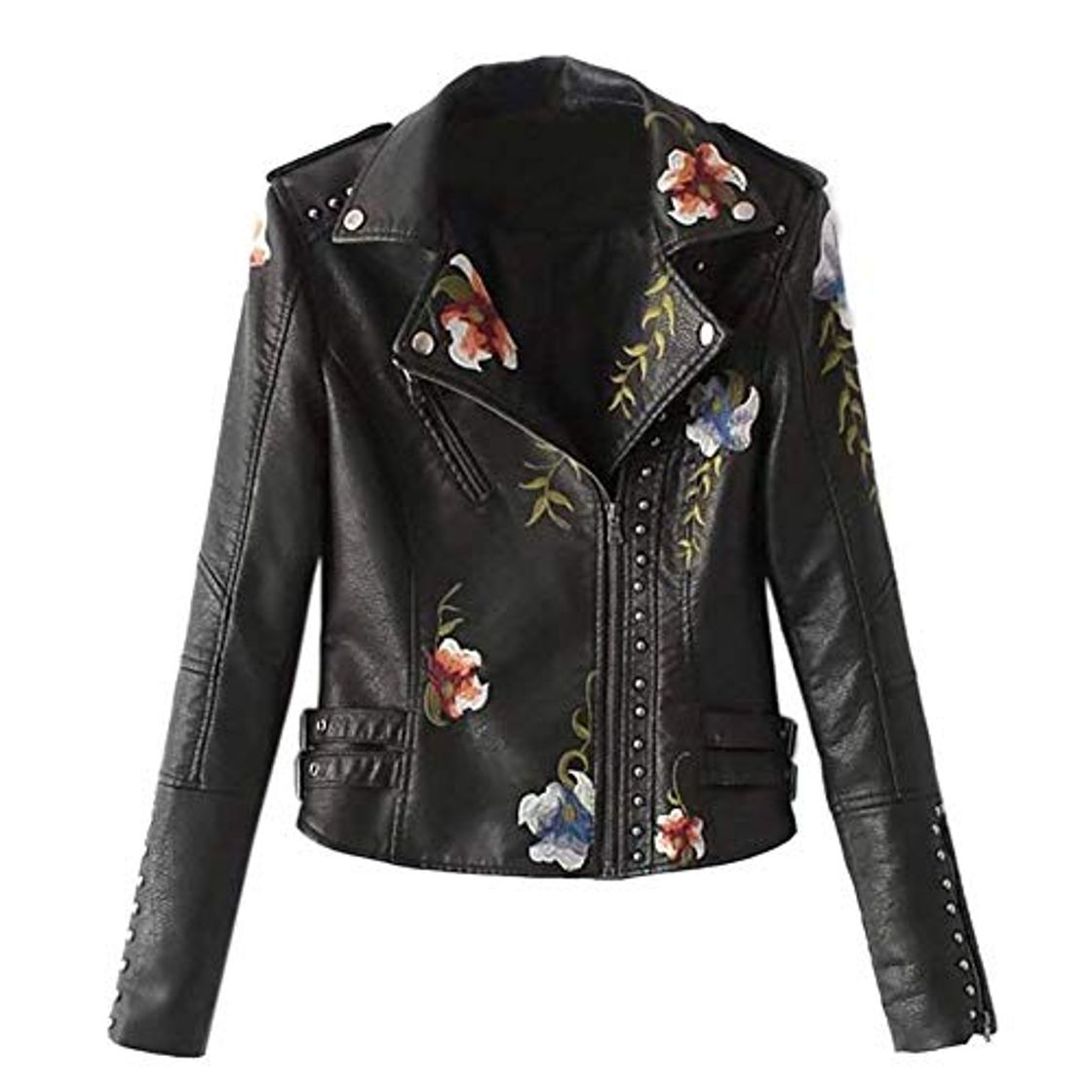 Moda Betrothales Elegante Biker Jacket Mujer Cazadoras Bordados Invierno Chaqueta CU