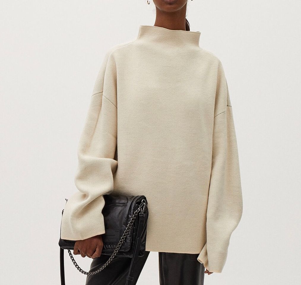 Sweater De Malha Reversível De Gola Alta