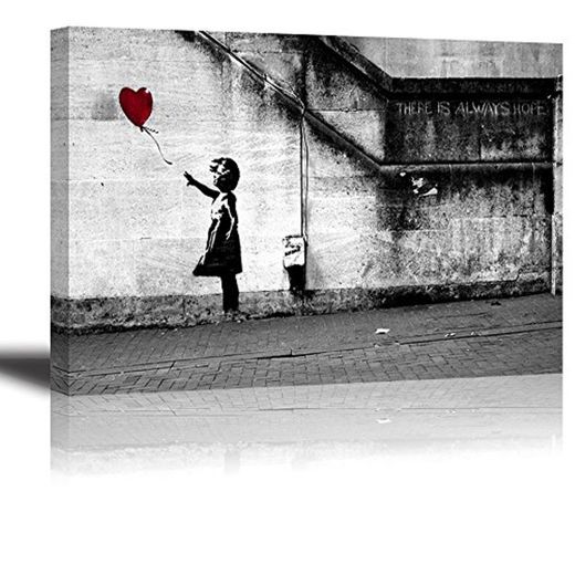 PIY Cuadro Sobre Lienzo Piy Banksy Rojo de niña con Globo Pintura