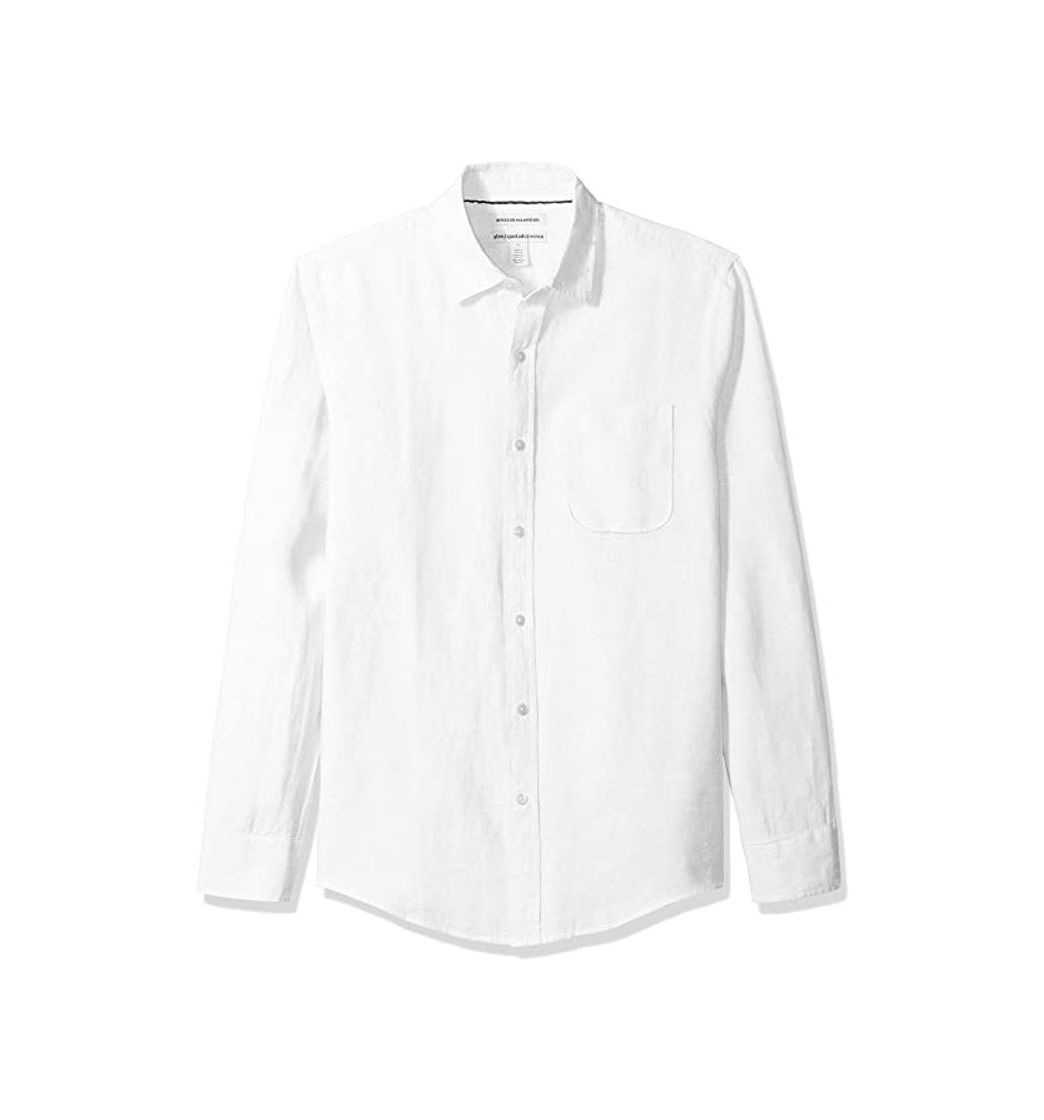 Social Amazon Essentials - Camisa de lino con manga larga, corte entallado y