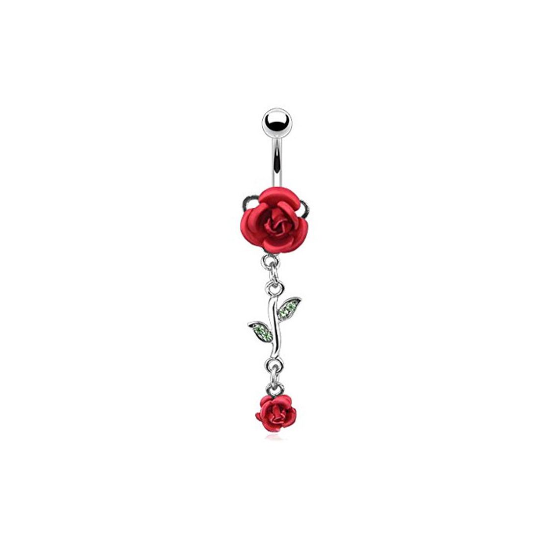 Fashion HBJ Unisexo Bananabell Piercing en el Ombligo Rosa Acero Inoxidable Rojo Zirconia