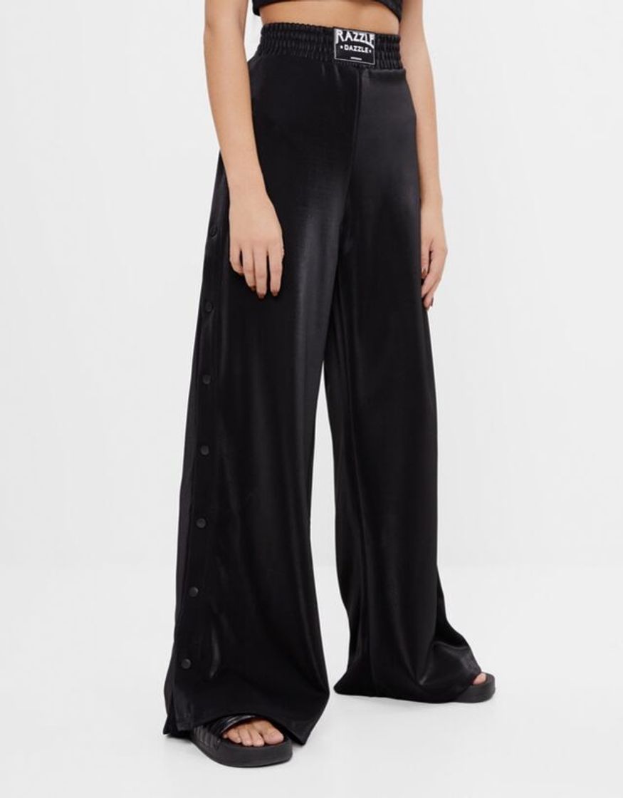 Moda Pantalón wide leg metalizado 