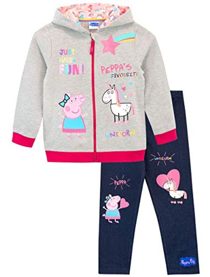 Social Peppa Pig Conjunto de Sudadera con Capucha y Leggings para Niñas Unicornio