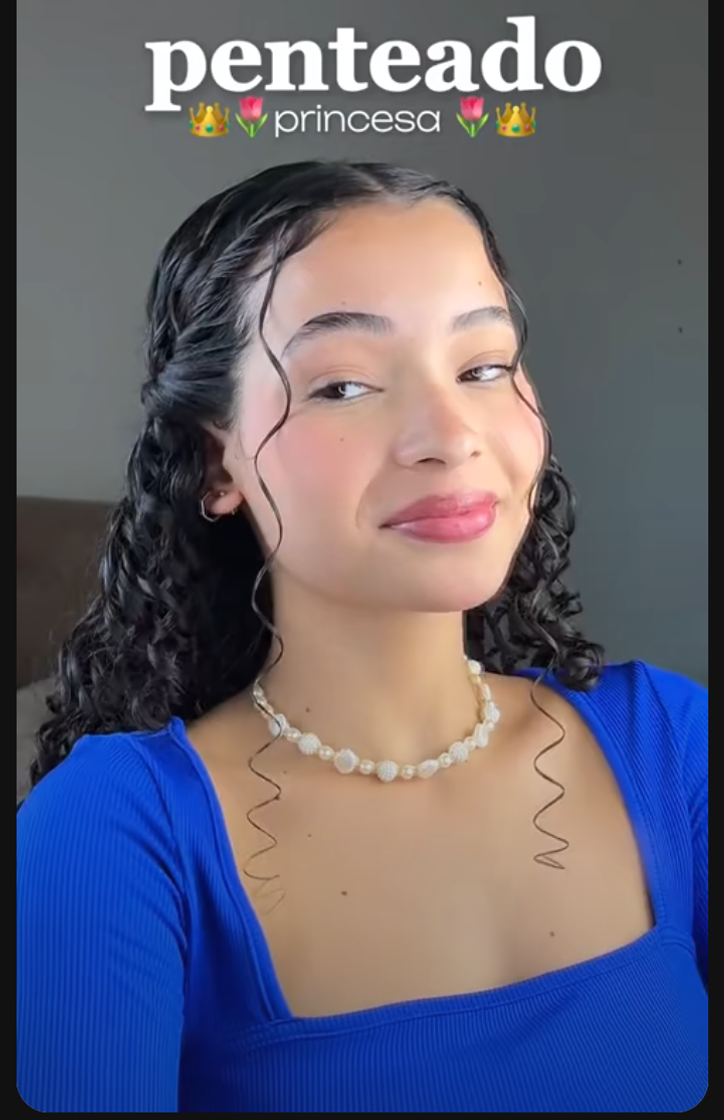 Social Penteado princesa para cabelo cacheado/ondulado/liso