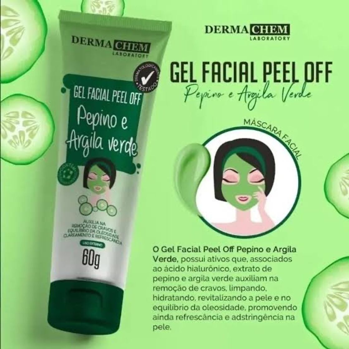 Product Máscara facial de pepino e argila verde!DERMACHEM