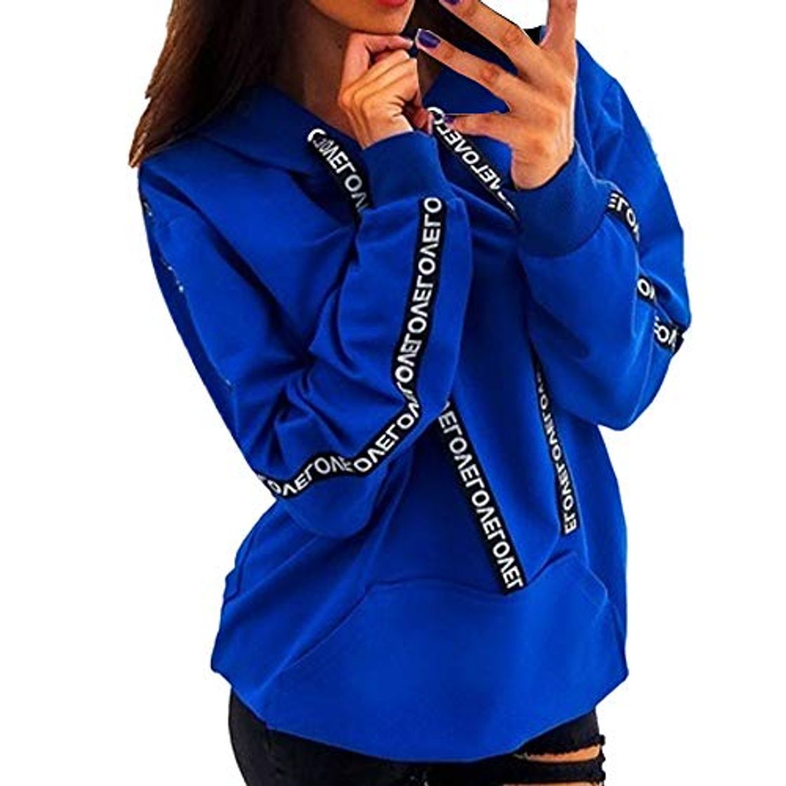 Fashion Sudaderas con Capucha Tumblr Cortas Pullover Anchas Deportiva Invierno para Mujer