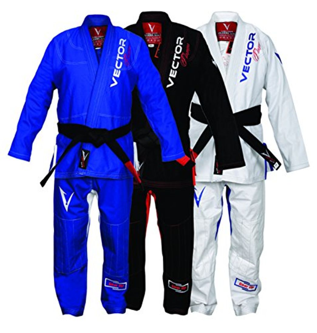 Producto Vector Brasileño Jiu Jitsu Gi BJJ Kimono Serie Flamma con Cinturón Blanco Libre Tela Ultra Fuerte Preshrunk para Hombres y Mujeres