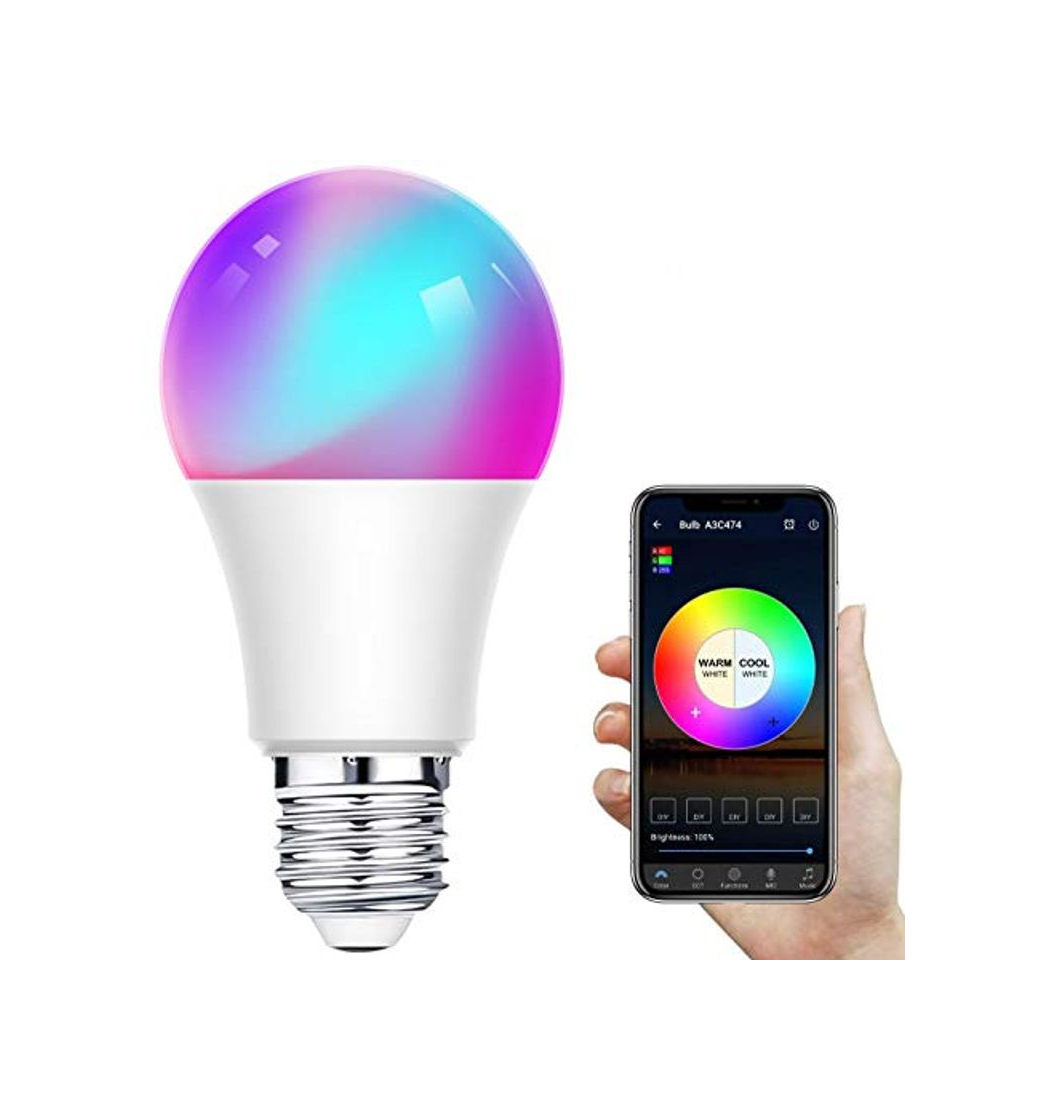 Productos Bombilla LED Inteligente WiFi,Regulable 12W E27 Bombilla LED Luz,RGB Multicolor Bombilla Funciona