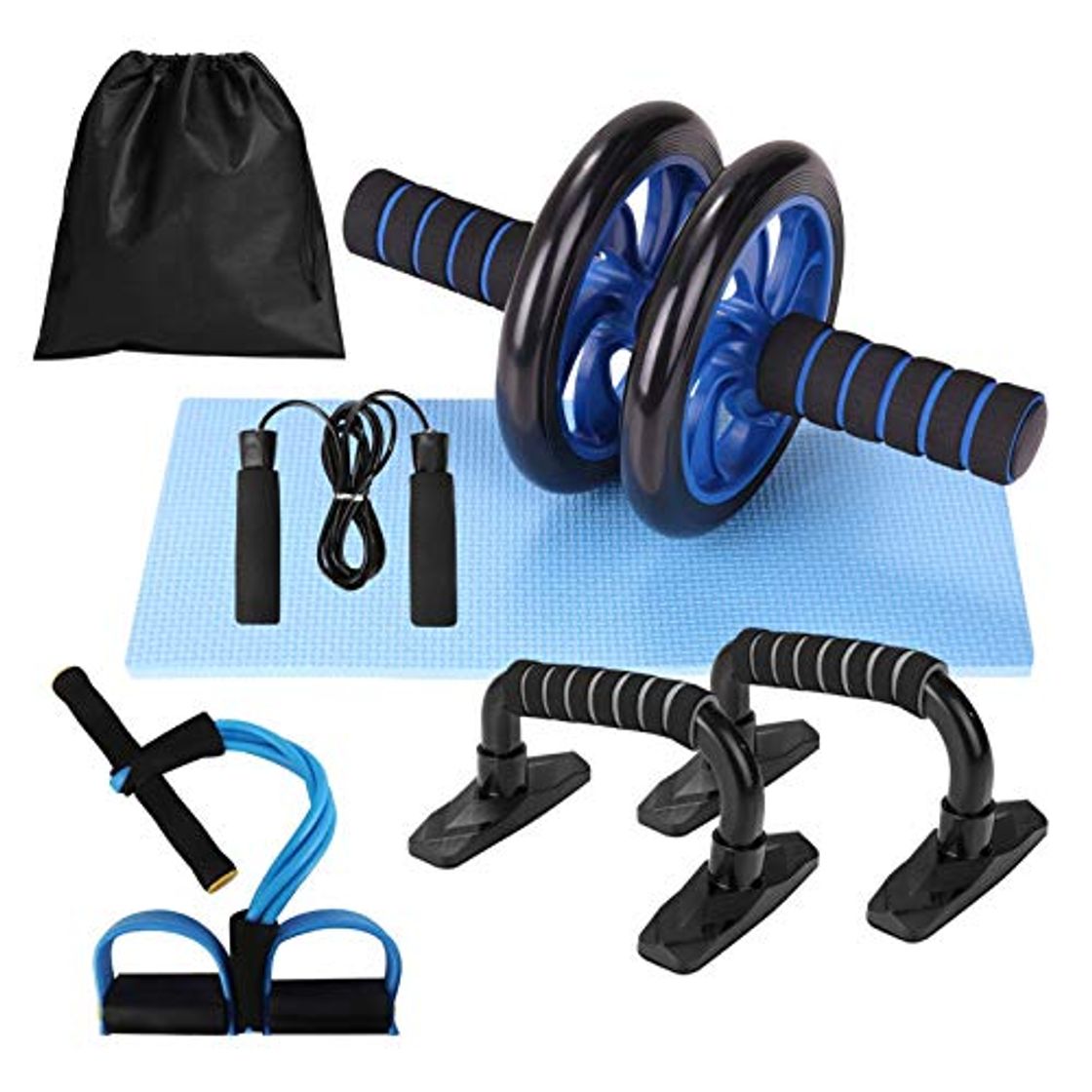 Producto Lixada Rueda Abdominal Kit 4/5 en 1 con Push-UP Bar Cuerda para