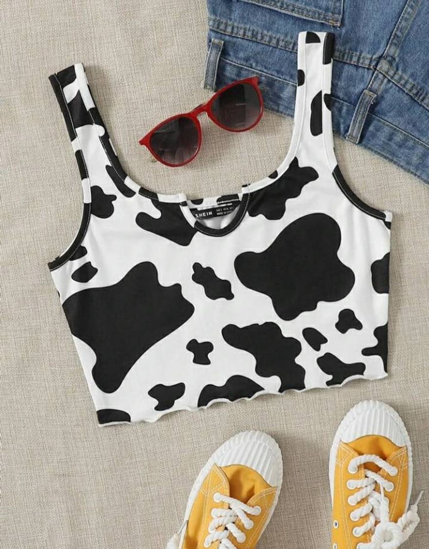 Fashion Camiseta De Alças Com Estampa De Vaca🐄🤩🙀